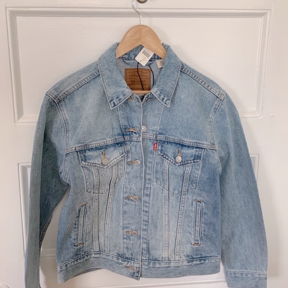 LEVI’S Ex-Boyfriend Denim Trucker Jacket Sz S - Picture 5 of 6